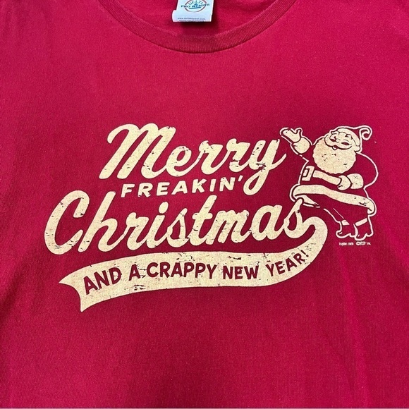 MERRY Christmas T Shirt XL Funny Happy New Year Red - Picture 1 of 6